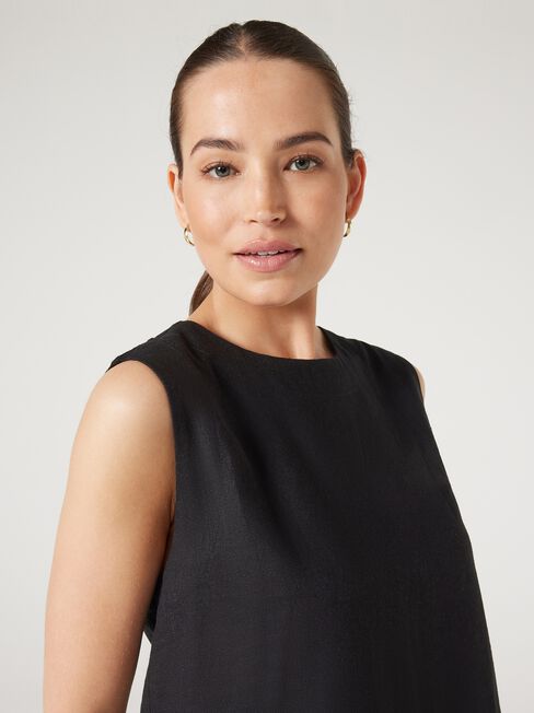 Maddy Linen Tank, Black, hi-res