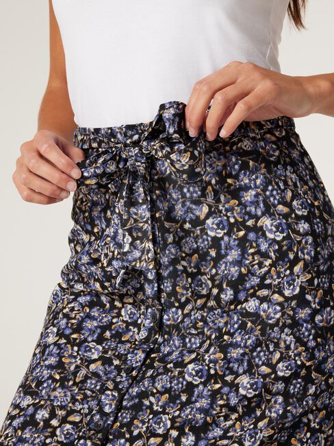 Juliette Button Front Skirt, Midnight Ditsy, hi-res