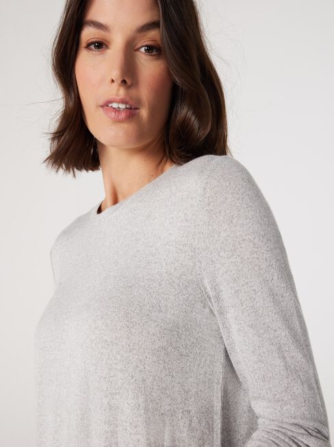 Lottie Soft Touch Curve Hem Pullover, Grey, hi-res