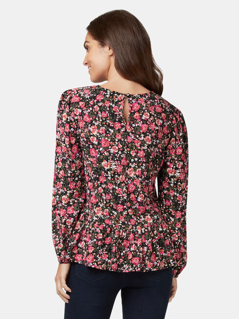 Penelope Peplum Hem Top, Floral, hi-res