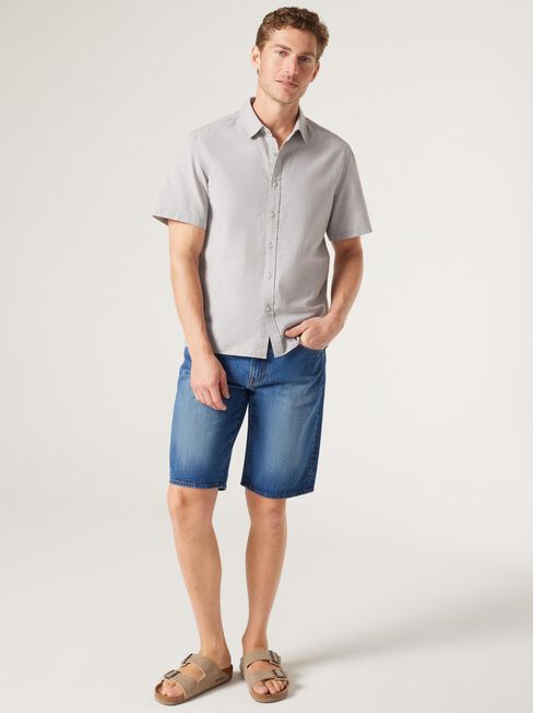 Short Sleeve Kai Textured Shirt, Grey, hi-res