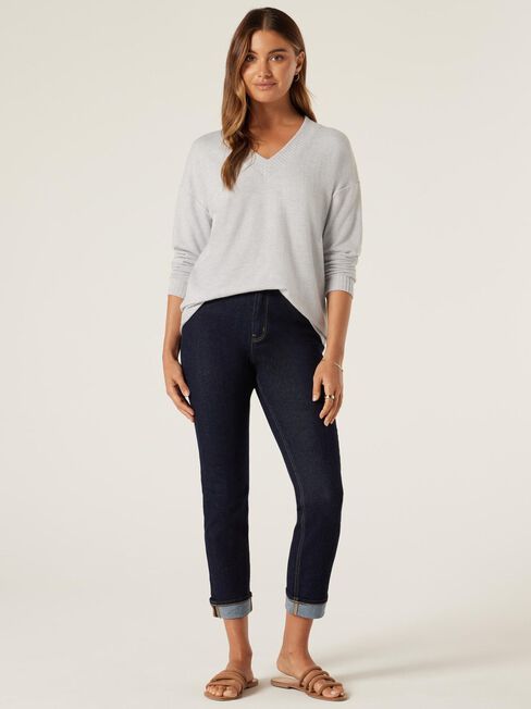 Viv Soft Touch V-Neck Pullover, Grey Marle, hi-res