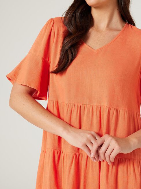 Lilah Tiered Dress, Orange, hi-res