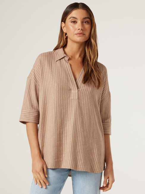 Violet Tunic Shirt, Brown, hi-res
