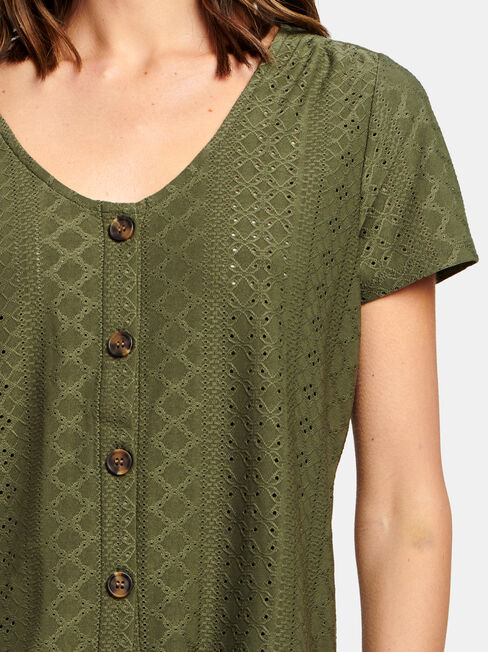 Lacey Lace Tee, Green, hi-res