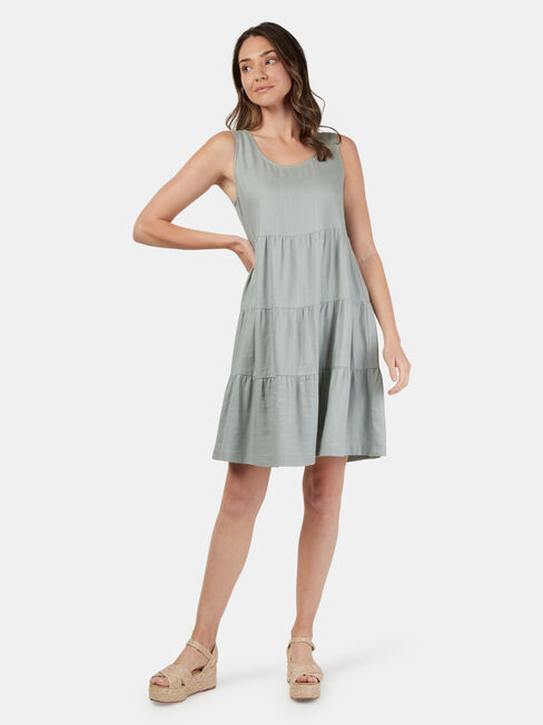 Georgia Tiered Dress, Green, hi-res