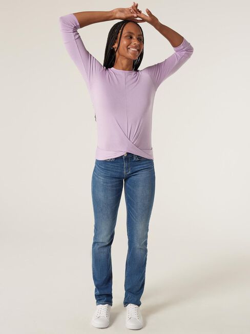 Hazel Soft Touch Twist Front Pullover, Lilac Marle, hi-res