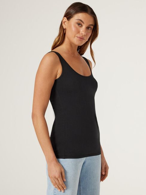 Lola Cotton Basic Tank, Black, hi-res