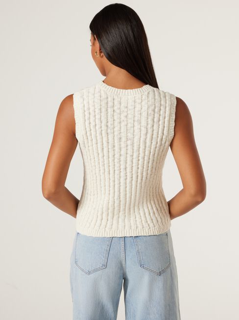 Lindsey Knit Vest, Off White, hi-res