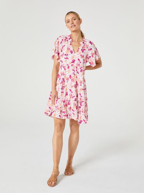 Ginger Frill Waist Dress, Print, hi-res