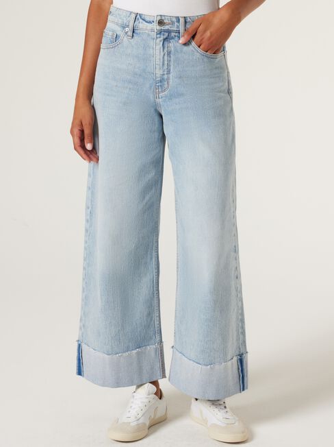 Rita Wide Leg Jeans, Light Indigo, hi-res