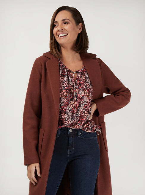 Astrid Tie Front Blouse, Floral, hi-res