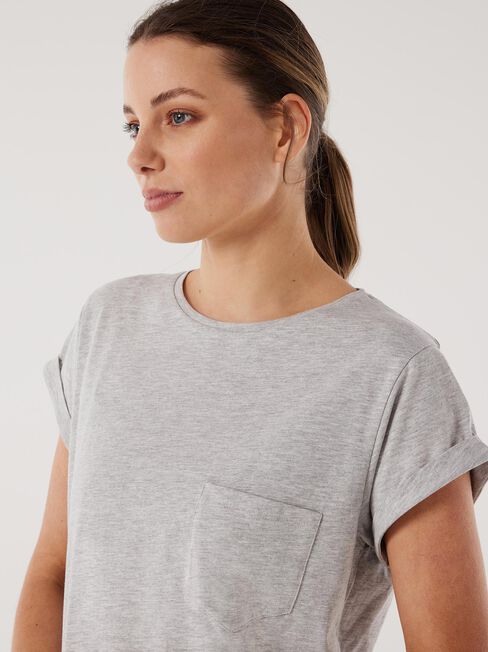 Essential Slub Pocket Tee, Steel Marle, hi-res