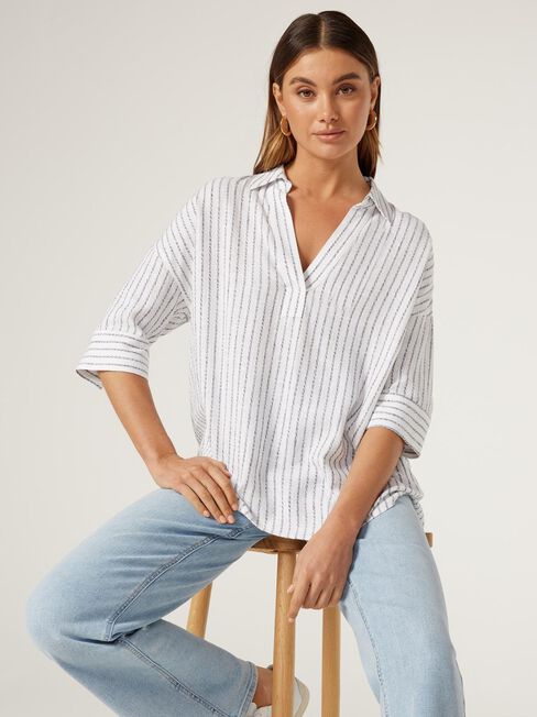 Violet Tunic Shirt, Stripe, hi-res