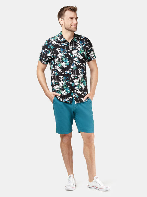 Bermuda Short Sleeve Print Shirt, Black, hi-res