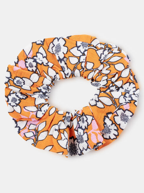Flame Orange Ditzy  Scrunchie, Orange, hi-res