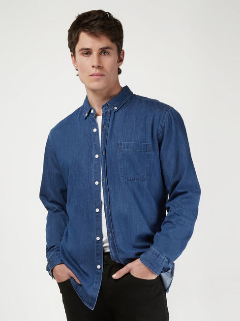 LS Rex Chambray Shirt, Blue, hi-res