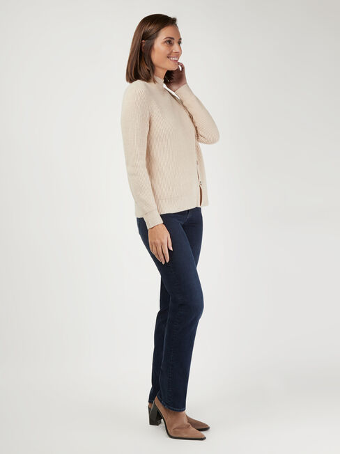 Aurora Button Detail Knit, White, hi-res