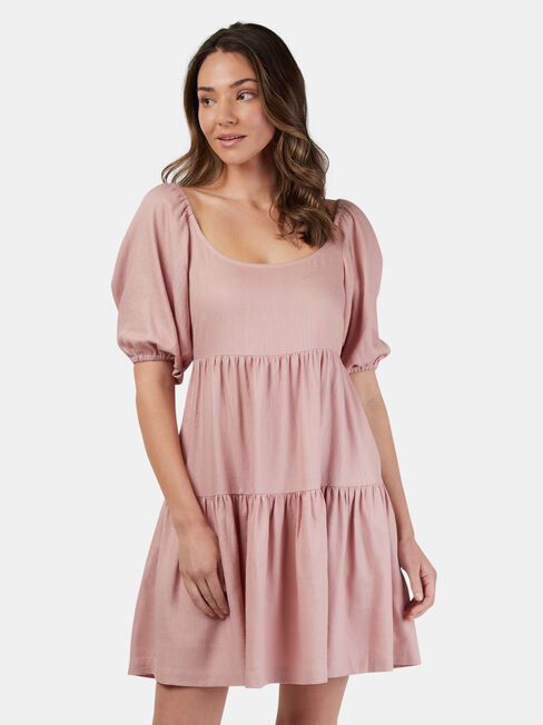 Rebecca Square Neck Dress, Pink, hi-res