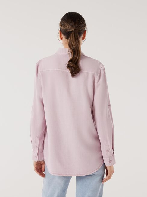 Lizzy Relaxed Tencel Shirt, Brown, hi-res
