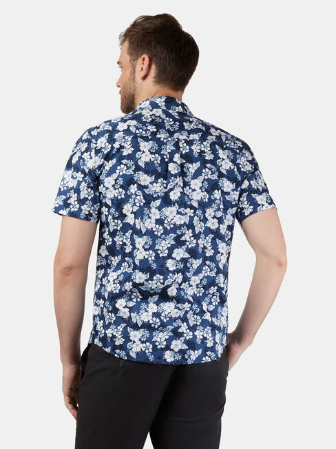 Campbell Short Sleeve Print Shirt, Blue, hi-res