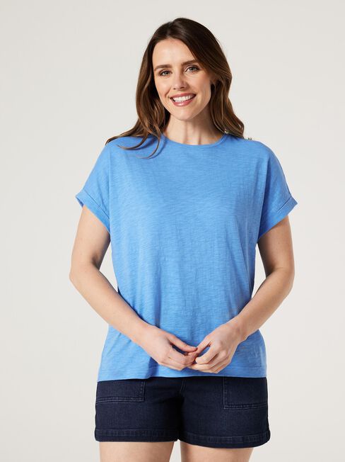 Drop Shoulder Tee, Sapphire, hi-res