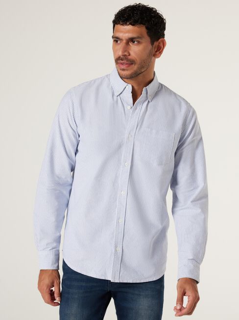 Austin Stripe Shirt, White/Blue Stripe, hi-res