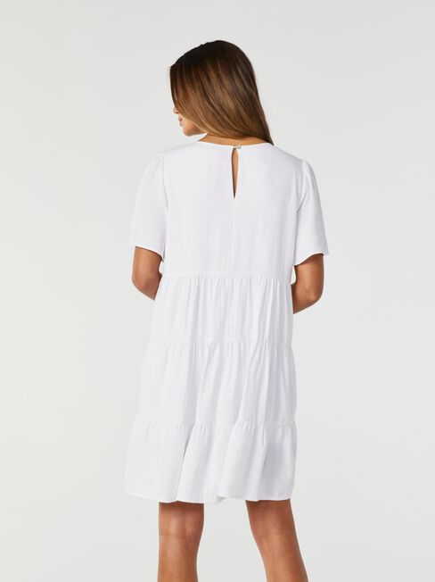 Bobby Tiered Dress, White, hi-res