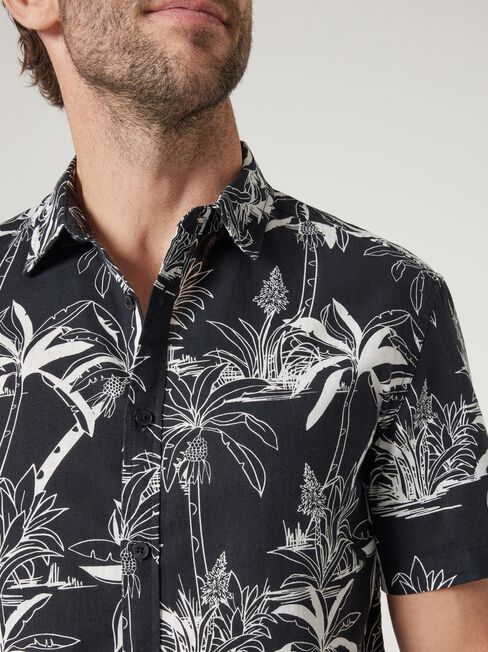 Short Sleeve Leon Print Shirt, Black, hi-res