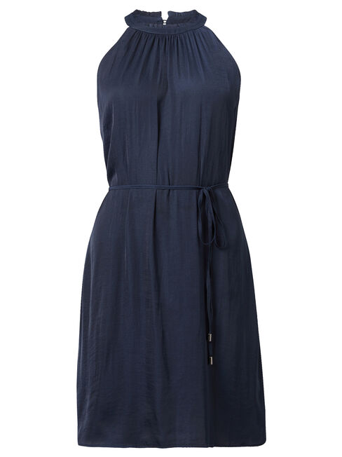 Leah Halter Frill Dress, Blue, hi-res