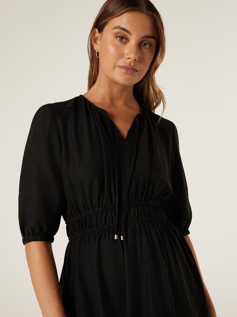 Etta V-Neck Dress, Black, hi-res