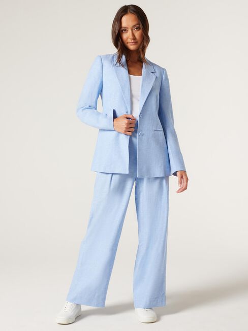 Yara Linen Blazer, Powder Blue, hi-res