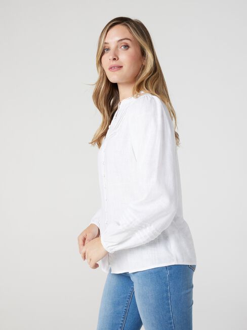 Sofia Lace Insert Blouse, White, hi-res