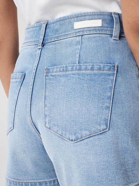 Georgia Tummy Trimmer Denim Short, Blue, hi-res