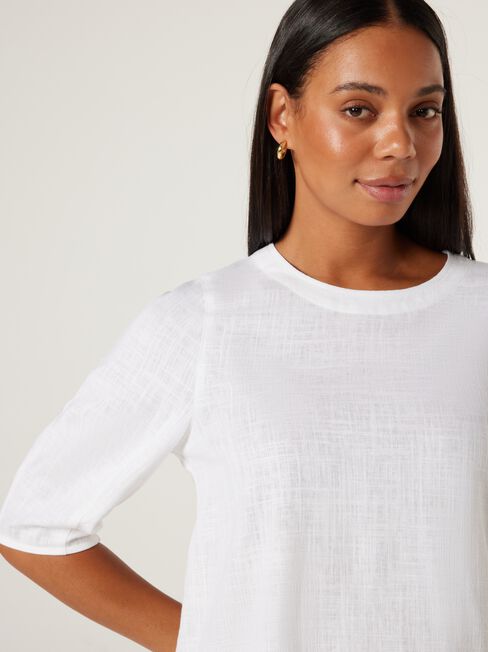 Carrie Blouson Sleeve Top, Coconut, hi-res