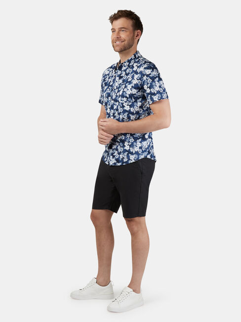 Campbell Short Sleeve Print Shirt, Blue, hi-res