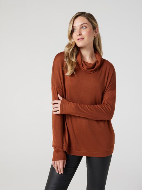 Amy Soft Touch Roll Neck, Camel, hi-res