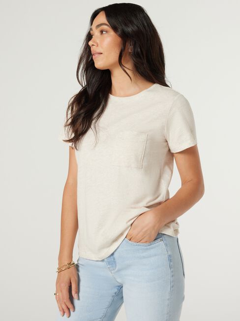 Essential Slub Pocket Tee, Sand, hi-res