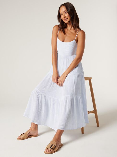 Abigail Maxi Dress, White/Blue Stripe, hi-res