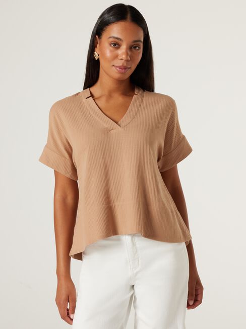 Alandra Textured Tunic, Caramel, hi-res