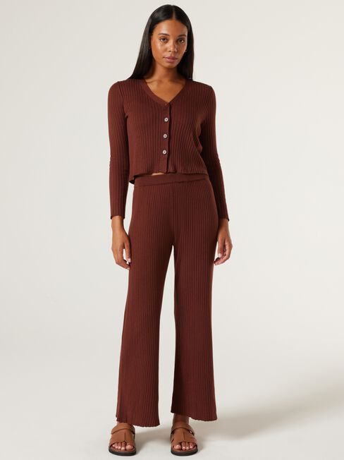 J-Luxe Chunky Rib Pant, Brick, hi-res