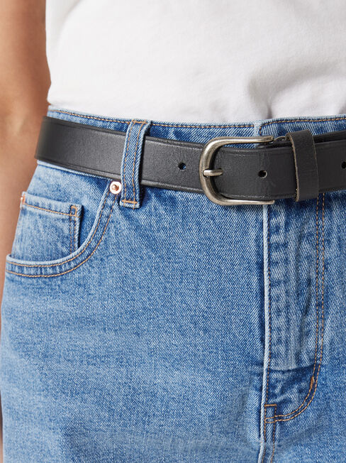 Ally Leather Belt, Black, hi-res