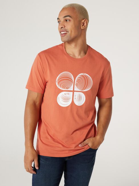 SS Ostin Print Crew Tee, Orange, hi-res