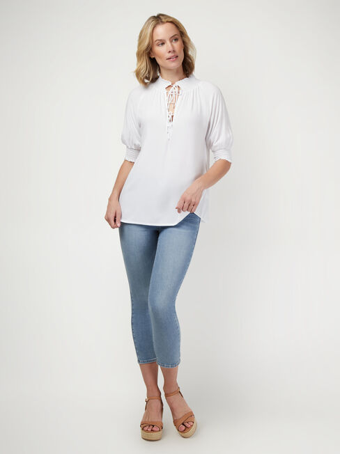 Tillie Tie Front Top, White, hi-res