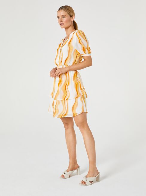 Leah Shirred Waist Dress, Yellow, hi-res