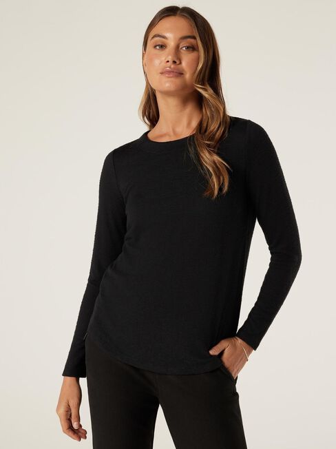 Sia Soft Touch Crew Neck Pullover, Black, hi-res