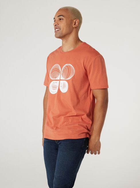 SS Ostin Print Crew Tee, Orange, hi-res
