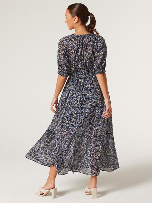 Chloe Peasant Dress, Midnight Ditsy, hi-res