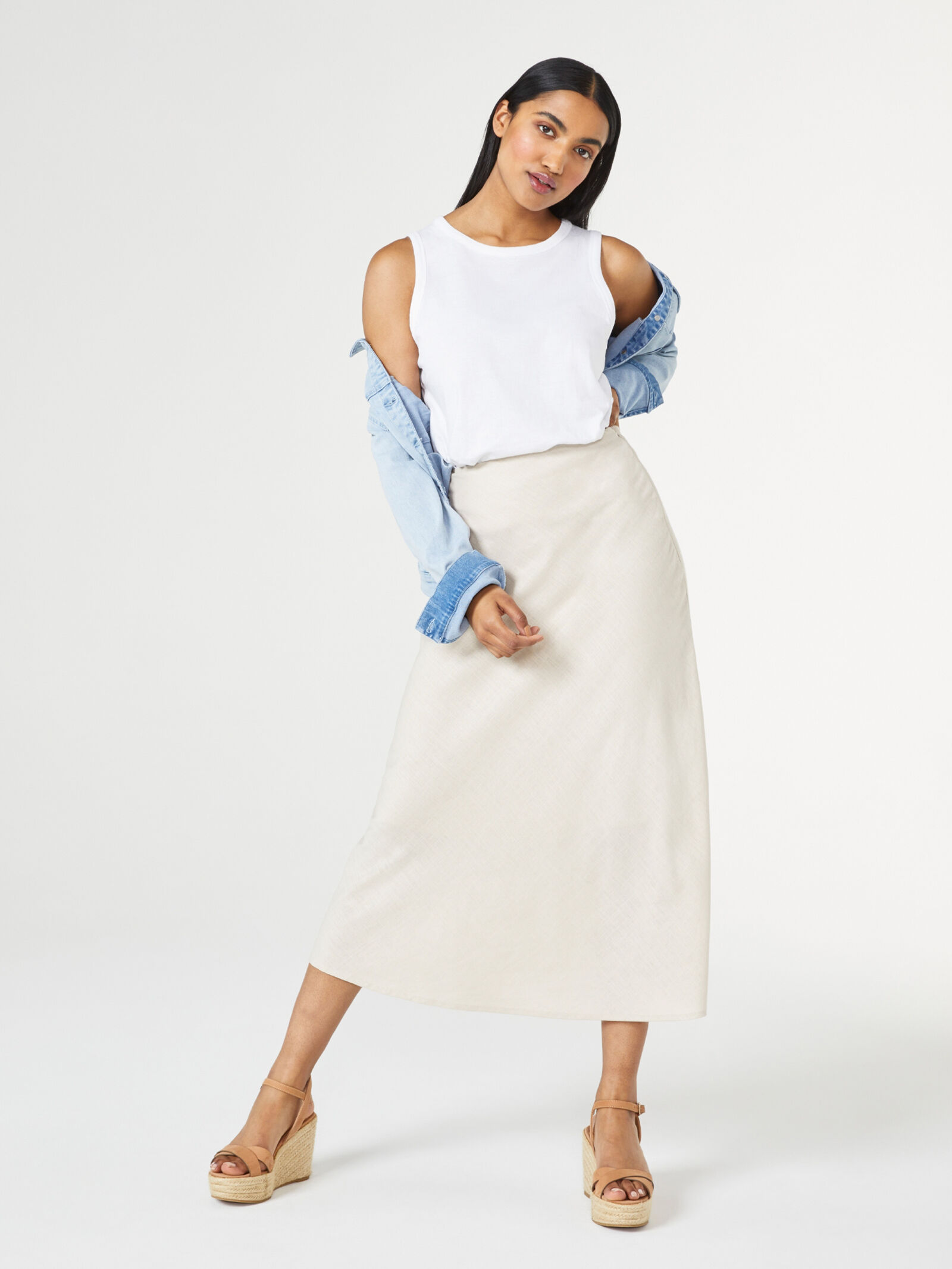 Linen midi skirt nz online