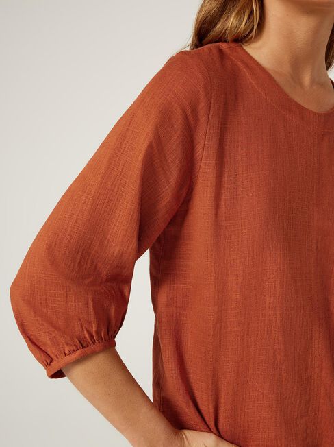 Blake Blouson Sleeve Top, Orange, hi-res